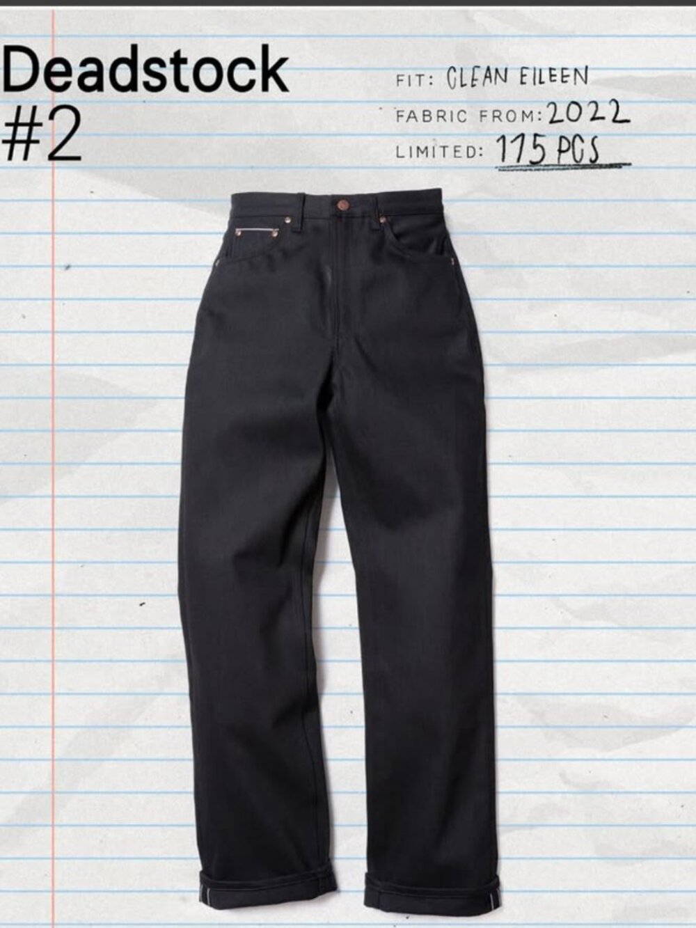 Women’s Nudie Jeans Clean Eileen Black Deadstock #2 Selvedge Denim Jeans - 24/30